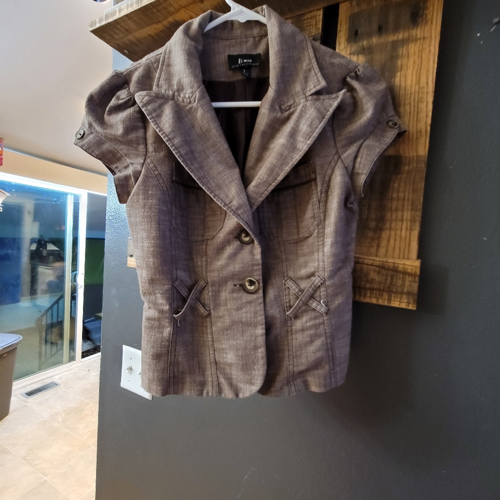 Brown Short Sleeve Blazer